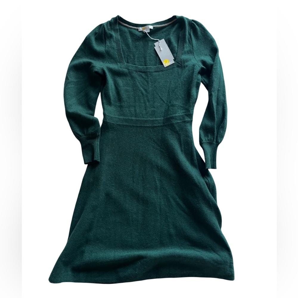 Boden Square Neck Sweater Dress Dark Green Size 6p Brand New With Tags
